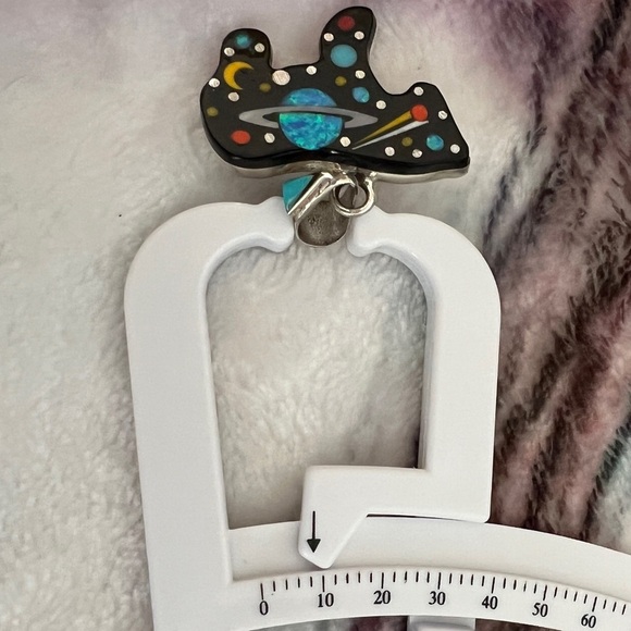 ❤️ Zuni Inlaid Galaxy Native Signed “GI” 925 Horse / Pony Pendant New Mexico - Picture 9 of 13